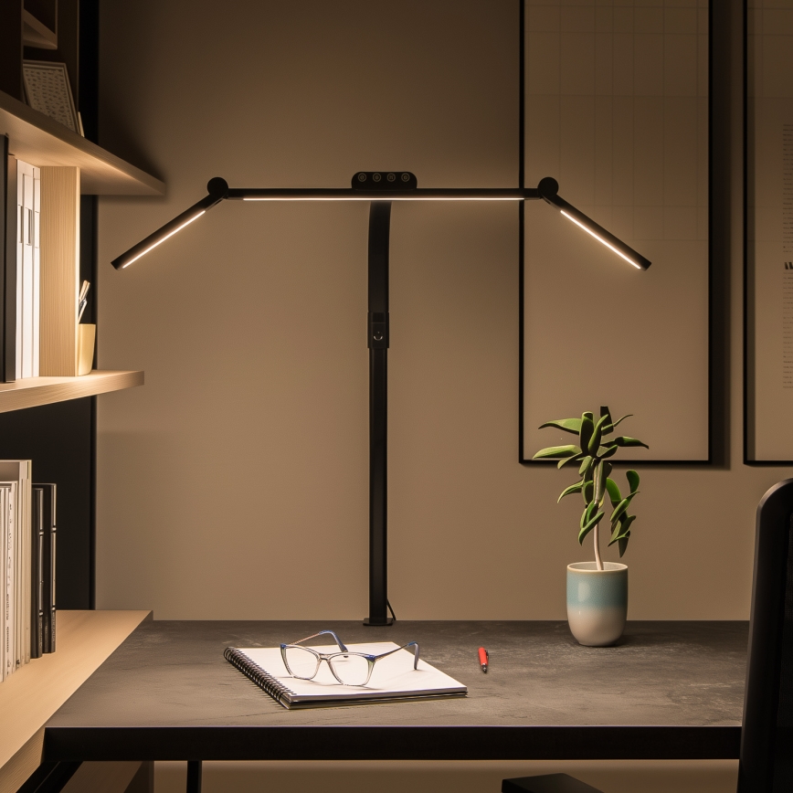 BRILAGI - Lámpara de mesa LED regulable con control táctil y pinza VARIO LED/24W/230V 3000-6500K CRI 92 negra