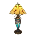 Brilagi - Lámpara de mesa Tiffany con vidriera FOLIA 1xE27/60W/230V + 1xE14/40W
