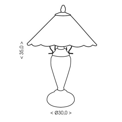 Brilagi - Lámpara de mesa Tiffany con vidriera FOLIA 1xE27/60W/230V + 1xE14/40W