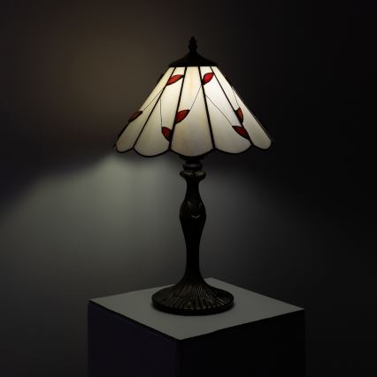 BRILAGI - Lámpara de mesa Tiffany con vitral FOLIA 1xE27/60W/230V
