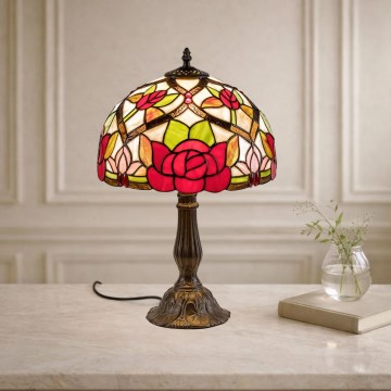 Brilagi - Lámpara de mesa Tiffany con vitral GARLAN 1xE27/40W/230V