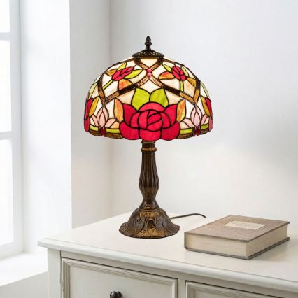 Brilagi - Lámpara de mesa Tiffany con vitral GARLAN 1xE27/40W/230V