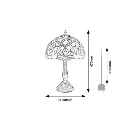 Brilagi - Lámpara de mesa Tiffany con vitral GARLAN 1xE27/40W/230V