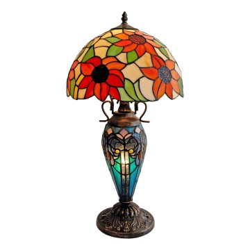 Brilagi - Lámpara de mesa Tiffany con vitral SUNFLOWER 1xE27/60W/230V + 1xE14/40W