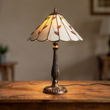 BRILAGI - Lámpara de mesa Tiffany de vitral FOLIA 1xE27/60W/230V