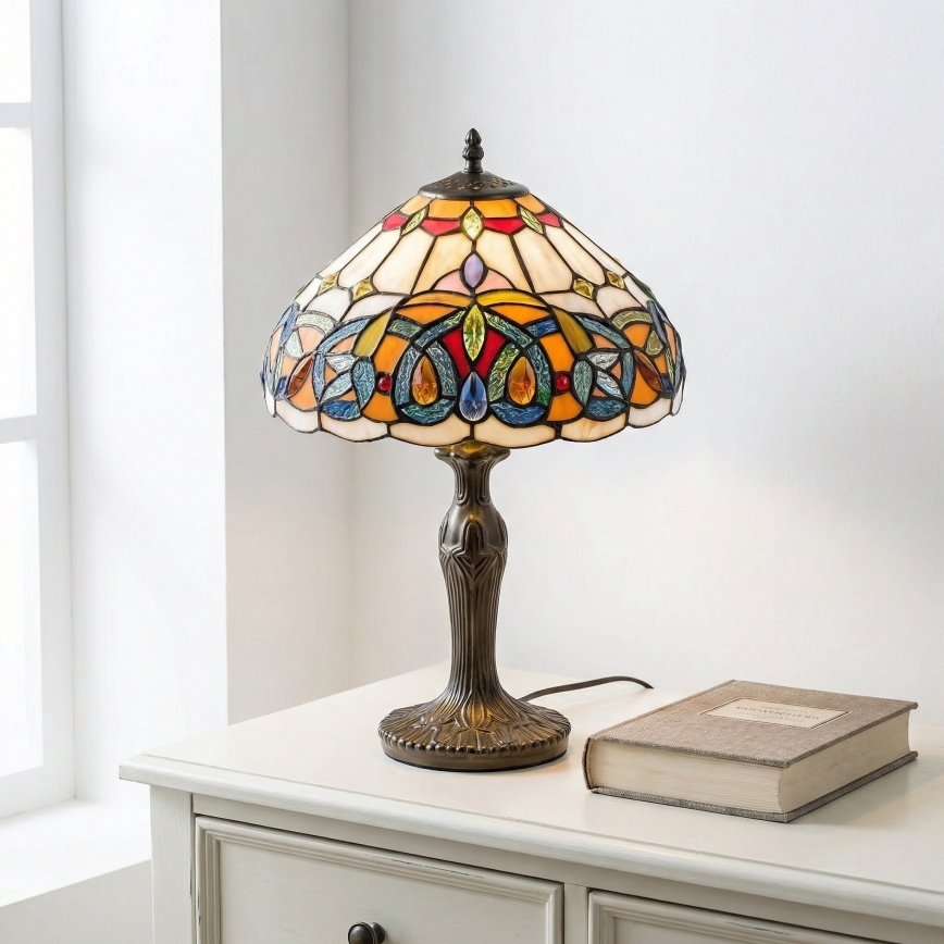 Brilagi - Lámpara de mesa Tiffany de vitral LUISA 1xE27/40W/230V