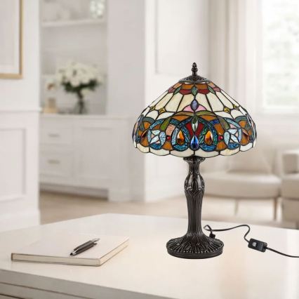 Brilagi - Lámpara de mesa Tiffany de vitral LUISA 1xE27/40W/230V