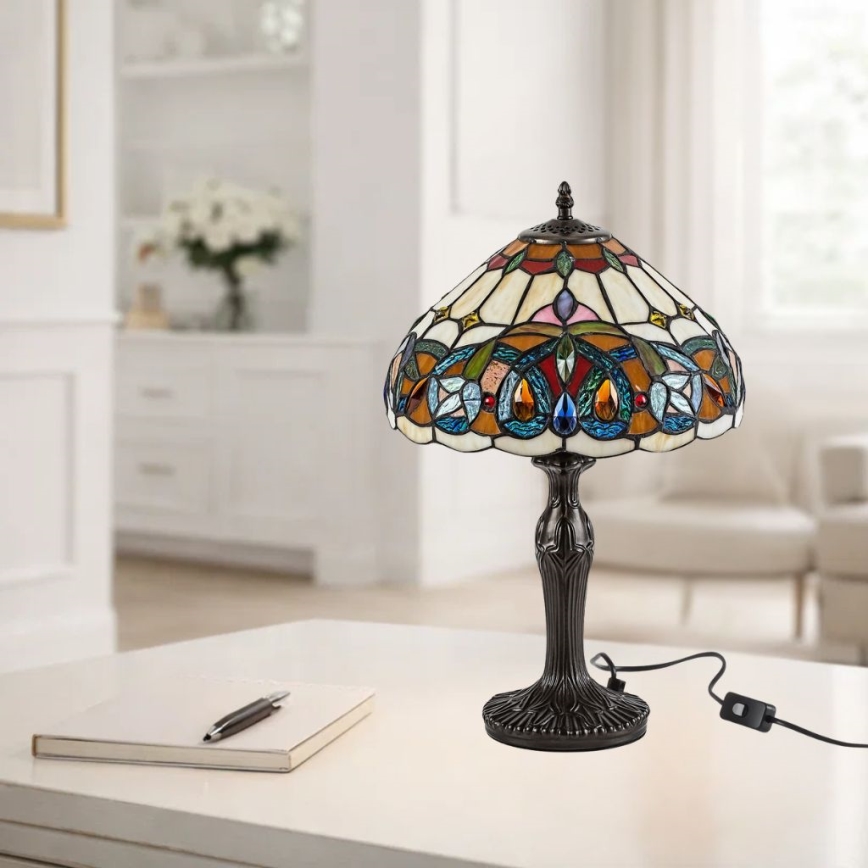 Brilagi - Lámpara de mesa Tiffany de vitral LUISA 1xE27/40W/230V