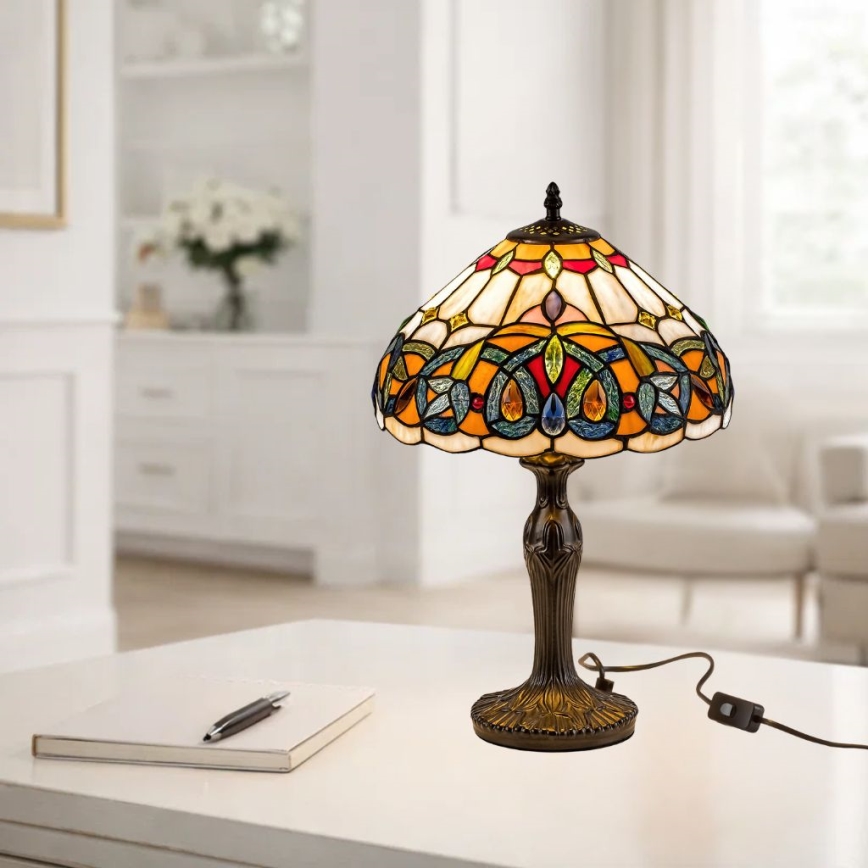 Brilagi - Lámpara de mesa Tiffany de vitral LUISA 1xE27/40W/230V
