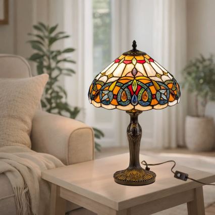 Brilagi - Lámpara de mesa Tiffany de vitral LUISA 1xE27/40W/230V
