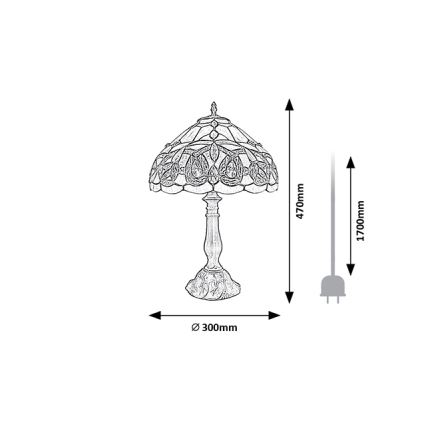 Brilagi - Lámpara de mesa Tiffany de vitral LUISA 1xE27/40W/230V