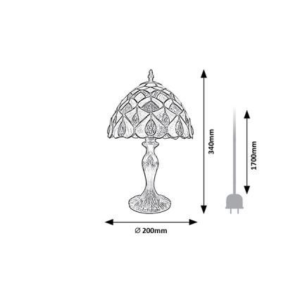 Brilagi - Lámpara de mesa Tiffany de vitral MARGARET 1xE14/40W/230V
