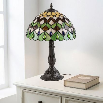Brilagi - lámpara de mesa Tiffany de vitral MARGARET 1xE27/40W/230V