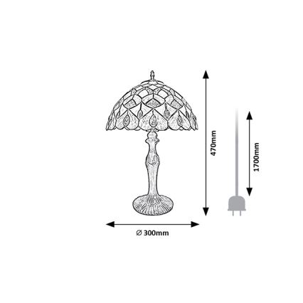 Brilagi - lámpara de mesa Tiffany de vitral MARGARET 1xE27/40W/230V