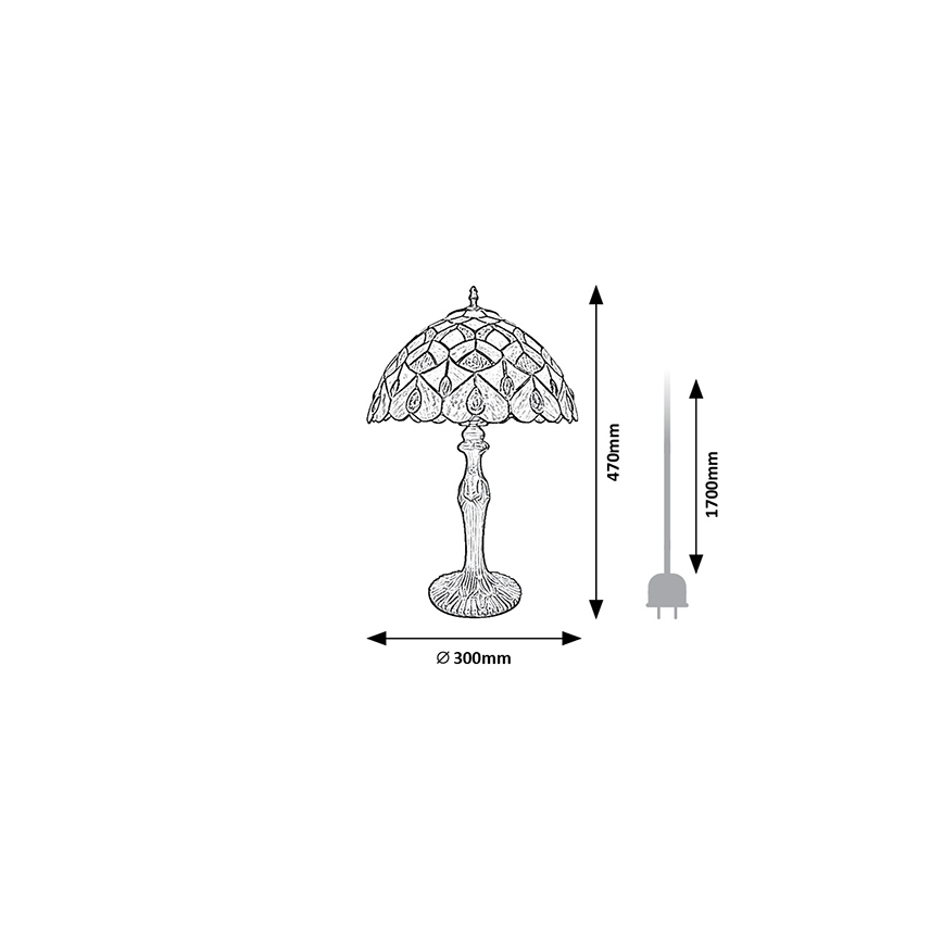 Brilagi - lámpara de mesa Tiffany de vitral MARGARET 1xE27/40W/230V