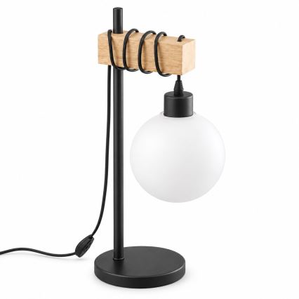 BRILAGI - Lámpara de mesa WOOD GLASS 1xE27/40W/230V marrón/negro/blanco