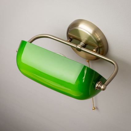 Brilagi - Lámpara de pared BANK OFFICE 1xE27/60W/230V latón/verde