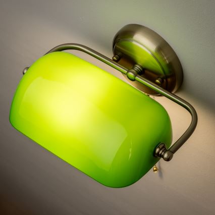 Brilagi - Lámpara de pared BANK OFFICE 1xE27/60W/230V latón/verde