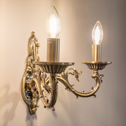 BRILAGI - Lámpara de pared CLASSIC 2xE14/10W/230V latón