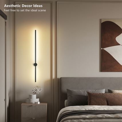 Brilagi - AURA, aplique LED de pared para exterior, 20W, 230V, 3000K, IP54, 97 cm, negro, CRI 90