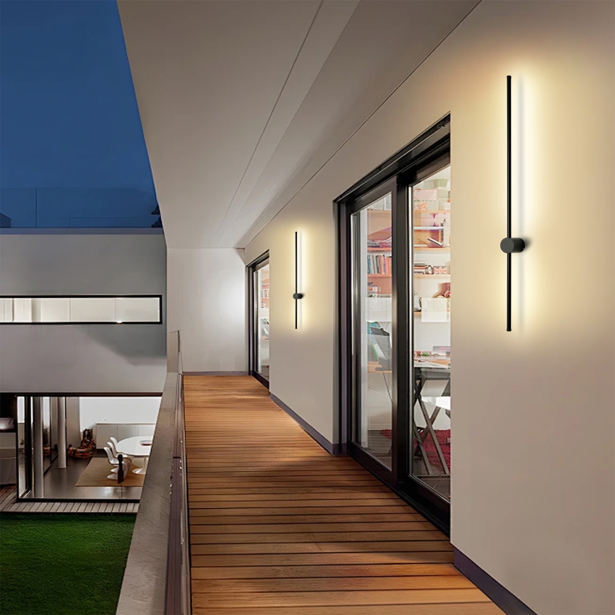 Brilagi - AURA, aplique LED de pared para exterior, 20W, 230V, 3000K, IP54, 97 cm, negro, CRI 90
