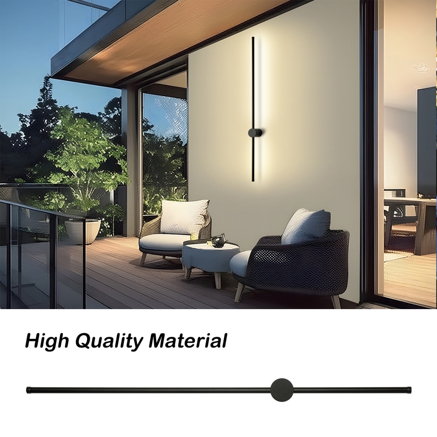 Brilagi - AURA, aplique LED de pared para exterior, 20W, 230V, 3000K, IP54, 97 cm, negro, CRI 90