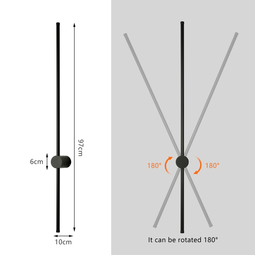 Brilagi - AURA, aplique LED de pared para exterior, 20W, 230V, 3000K, IP54, 97 cm, negro, CRI 90
