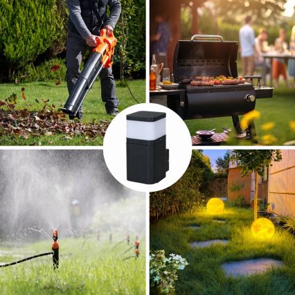 BRILAGI - Lámpara de pared exterior con toma SCHUKO PILLAR 1xG9/11W/230V IP44 negra