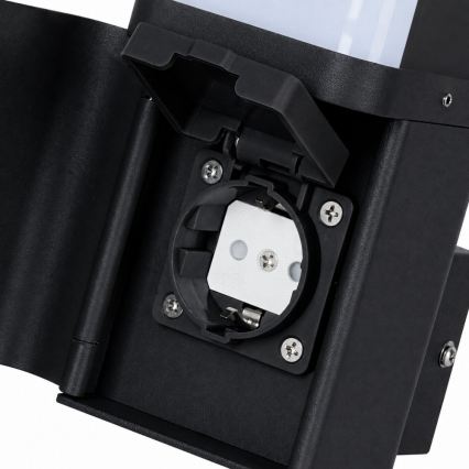 BRILAGI - Lámpara de pared exterior con toma SCHUKO PILLAR 1xG9/11W/230V IP44 negra