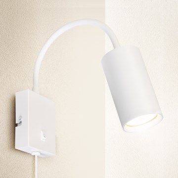 BRILAGI - Lámpara de pared flexible con interruptor SELE 1xGU10/30W/230V blanca