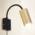 Brilagi - Lámpara de pared flexible con interruptor SELE 1xGU10/30W/230V negra/dorada