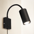 Brilagi - Lámpara de pared flexible con interruptor SELE 1xGU10/30W/230V negra