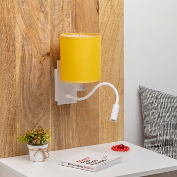 Brilagi - Lámpara de pared flexible LED NUBILA 1xE27/25W/230V + LED/3W blanco/amarillo