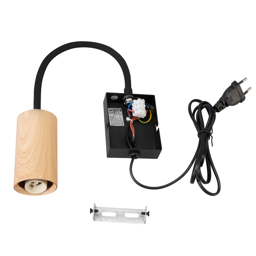 BRILAGI - Lámpara de pared flexible SELE con interruptor, 1xGU10/30W/230V, negra con acabado roble