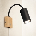 Brilagi - Lámpara de pared flexible SELE 1xGU10/30W/230V negra/acabado roble