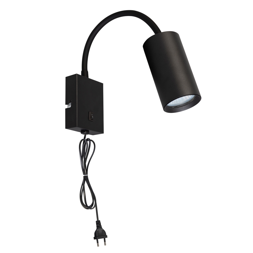 BRILAGI - Lámpara de pared flexible con interruptor SELE 1xGU10/30W/230V negra