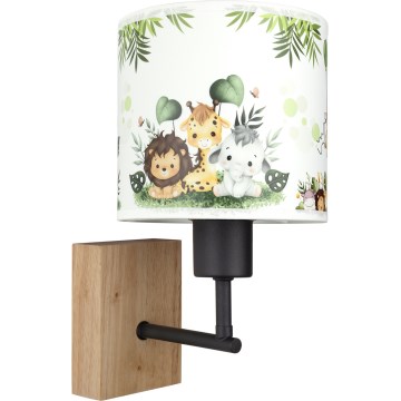 BRILAGI - Lámpara de pared infantil BOBO WOOD 1xE27/25W/230V roble/negro/blanco/verde/jungla