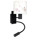 BRILAGI - Lámpara de pared infantil flexible LED BOBO 1xE27/25W/230V + LED/3W negra/crema/conejitos