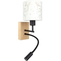 BRILAGI - Lámpara de pared infantil flexible LED BOBO WOOD 1xE27/25W/230V + LED/3W roble/negro/blanco/con conejitos