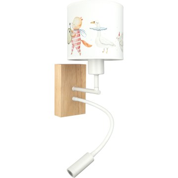 BRILAGI - Lámpara de pared infantil LED flexible BOBO WOOD 1xE27/25W/230V + LED/3W roble/blanco/motivos de animales
