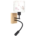 BRILAGI - Lámpara de pared infantil LED flexible BOBO WOOD 1xE27/25W/230V + LED/3W roble/negro/crema/conejitos