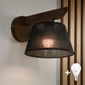 Brilagi - Lámpara de pared LED ANTHONY 1xE14/40W/230V roble nogal/negro