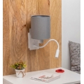 Brilagi - Lámpara de pared LED flexible NUBILA 1xE27/25W/230V + LED/3W blanco/gris claro