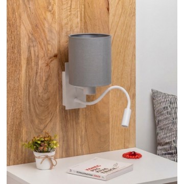 Brilagi - Lámpara de pared LED flexible NUBILA 1xE27/25W/230V + LED/3W blanco/gris claro