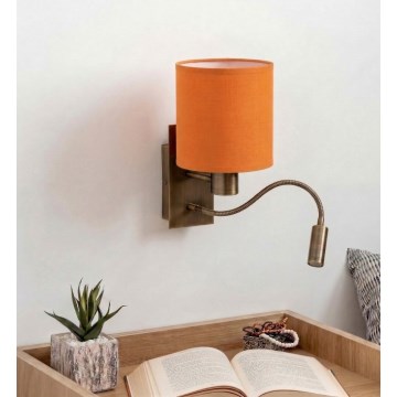 Brilagi - Lámpara de pared LED flexible NUBILA 1xE27/25W/230V + LED/3W latón/naranja
