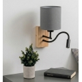 Brilagi - Lámpara de pared LED flexible NUBILA WOOD 1xE27/25W/230V + LED integrado 3W roble/negro/gris claro