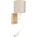 BRILAGI - Lámpara de pared LED infantil flexible BOBO WOOD 1xE27/25W/230V + LED/3W roble/blanco/beige/lunares