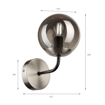 Brilagi - Lámpara de pared MALIVA 1xE14/15W/230V cromo mate/ahumado