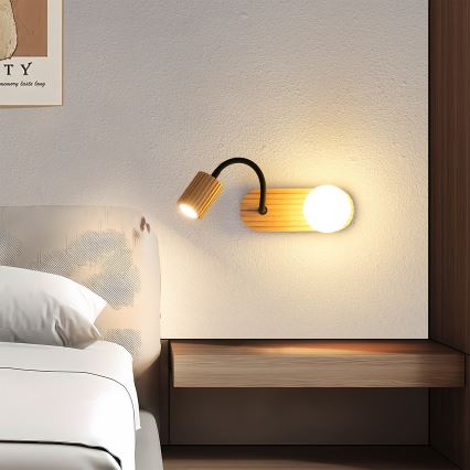 Brilagi - Lámpara de pared MODERN WOOD 1xG9/5W/230V + 1xGU10/8W madera