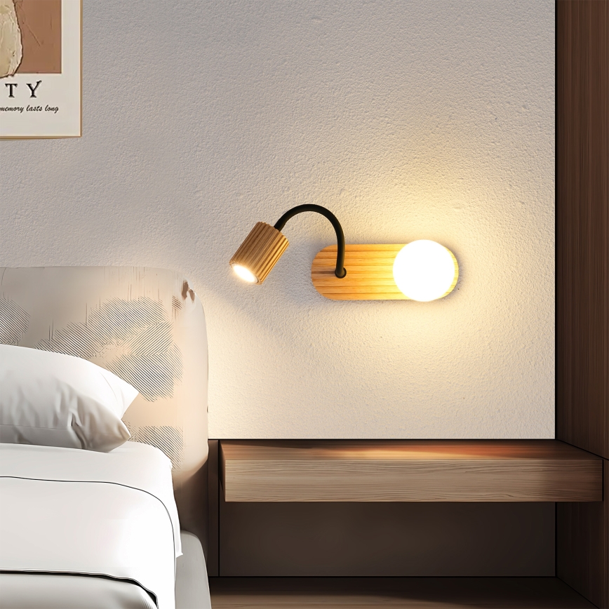 Brilagi - Lámpara de pared MODERN WOOD 1xG9/5W/230V + 1xGU10/8W madera